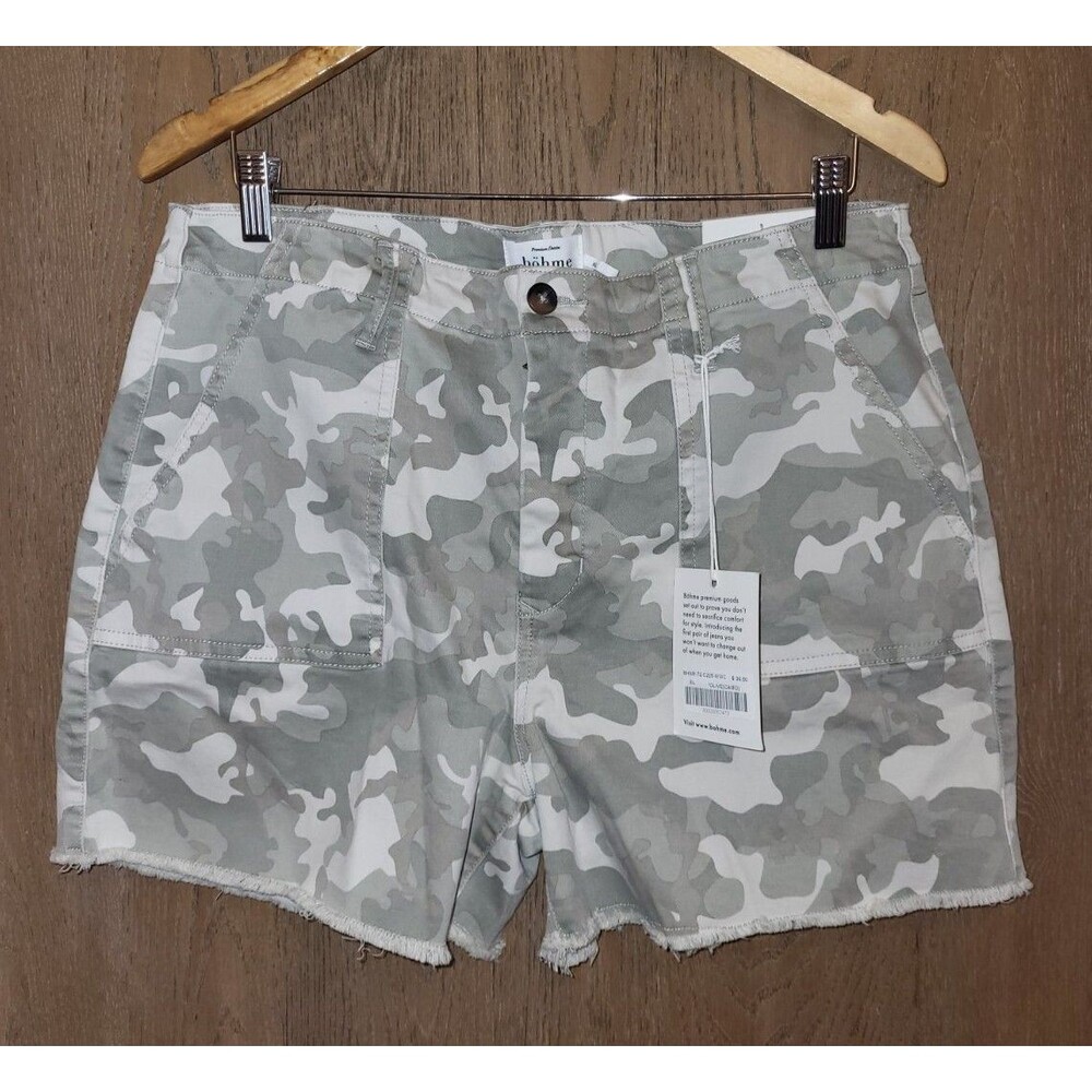 Bohme Womens High Rise Olive Camo Stretch Shorts Size XL